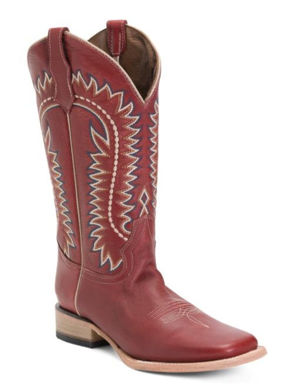 CIRCLE G Made In Mexico Leather Embroidered Square Toe Boots